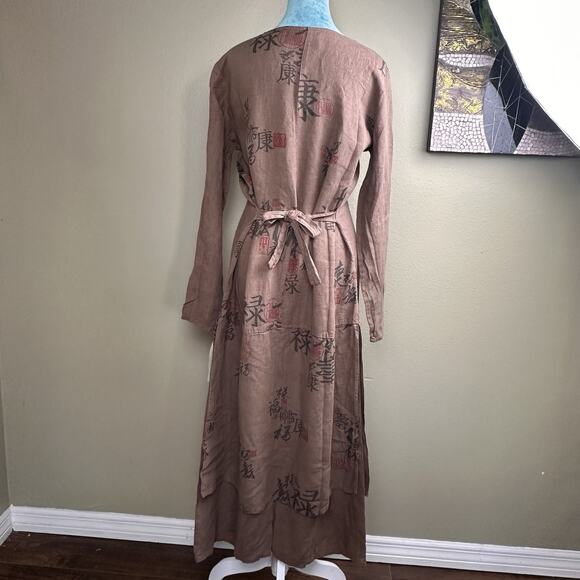 Tom Tom Maxi Boho Dress M Women NEW W Tags Linen Canton Easy Care Long Sl Coco - Picture 11 of 16